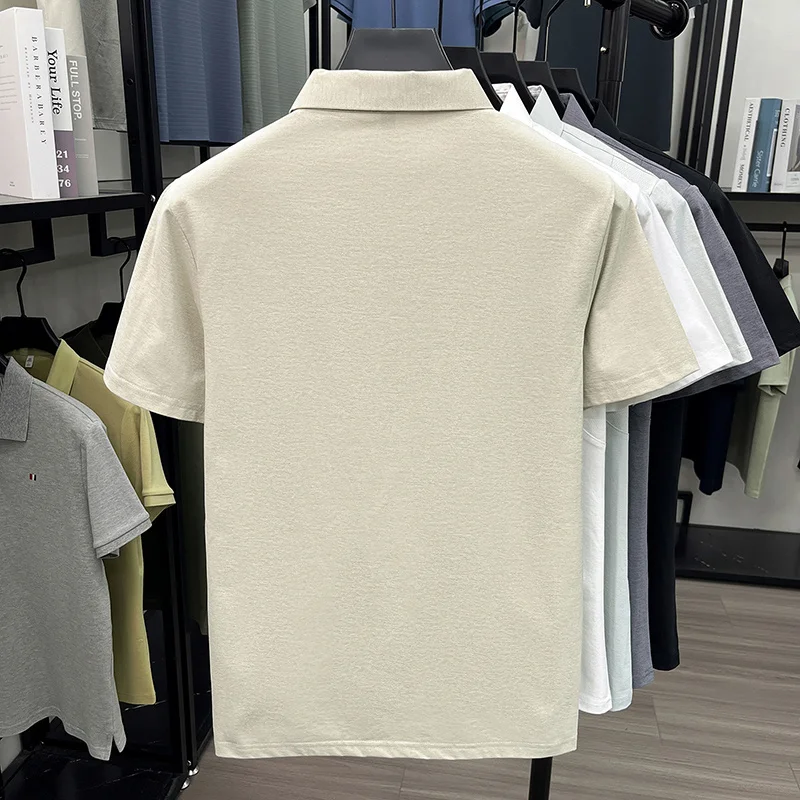 Slim-Fit-Poloshirt mit halber Knopfleiste für Herren, belüftete Seitenpaneele, Business-Meeting, Kurzstreckenreise, Kleidungsstück – Detail 19