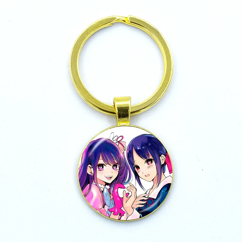 Oshi No Ko Anime Keychain Hoshino Ai Akuamarin Rubii Sarina Gorou Glass Gem Key Chain Bag Pendant Ornament Fans Collect Gift