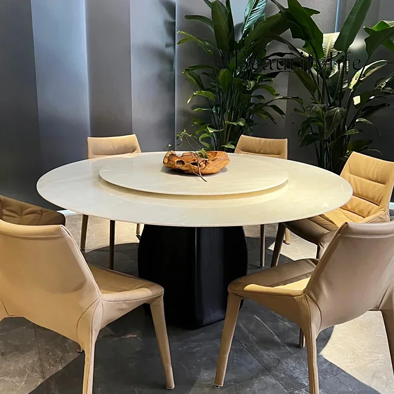 

BJ Light Luxury High-end Round Dining Table Natural Marble Can Be Customized Ice Jade Luxury Stone Round Dining Table Italian