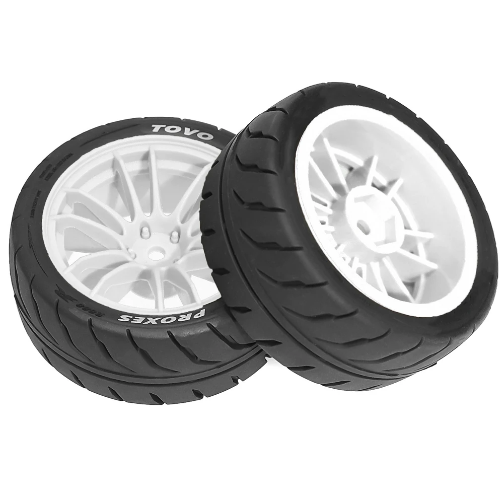 A72P 4pcs 68mm Rubber Tire Wheel Tyre 12mm Hex for TT01 TT02 TA06 XV01 XV02 PTG-2 1/10 RC Racing Car Upgrade Parts B