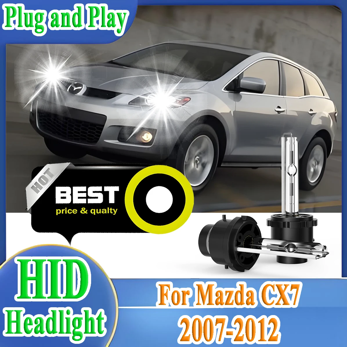 

2PCS D2S 35W 6000K White Original Xenon HID Headlight Low Beam Headlamp Super Bright For Mazda CX7 2007-2010 2011 2012 Car Light