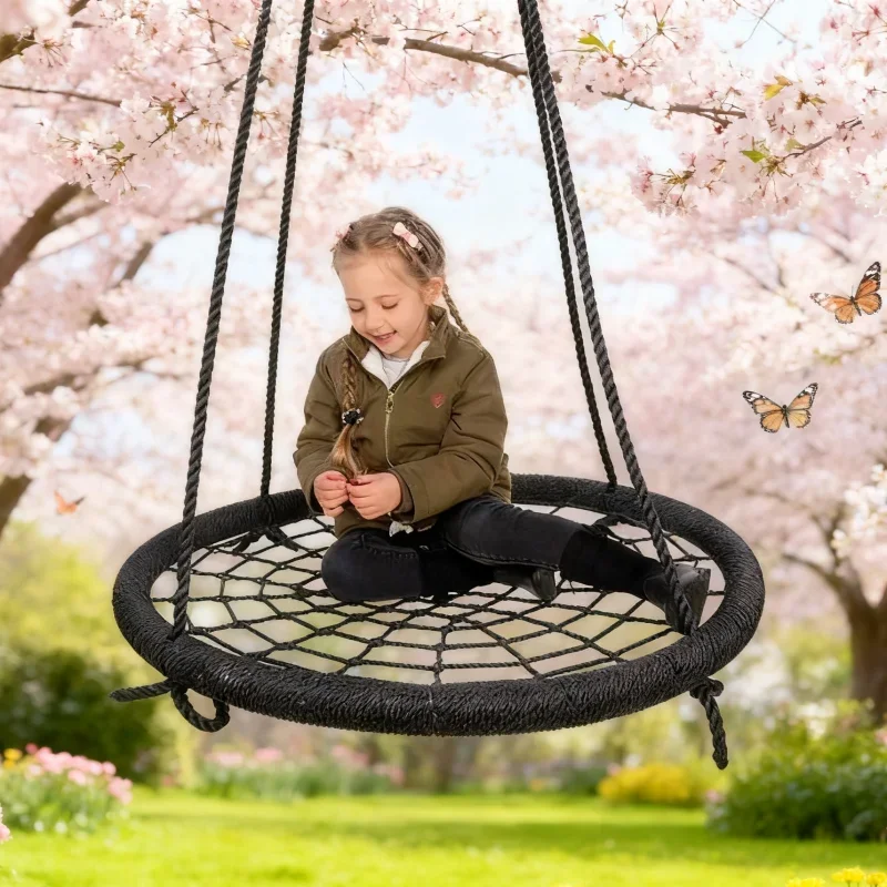 أرجوحة دائرية للأطفال، مقعد أرجوحة متين عالي الجودة، سهل التركيب في الهواء الطلق، ألعاب رياضية ممتعة متعددة الأشخاص