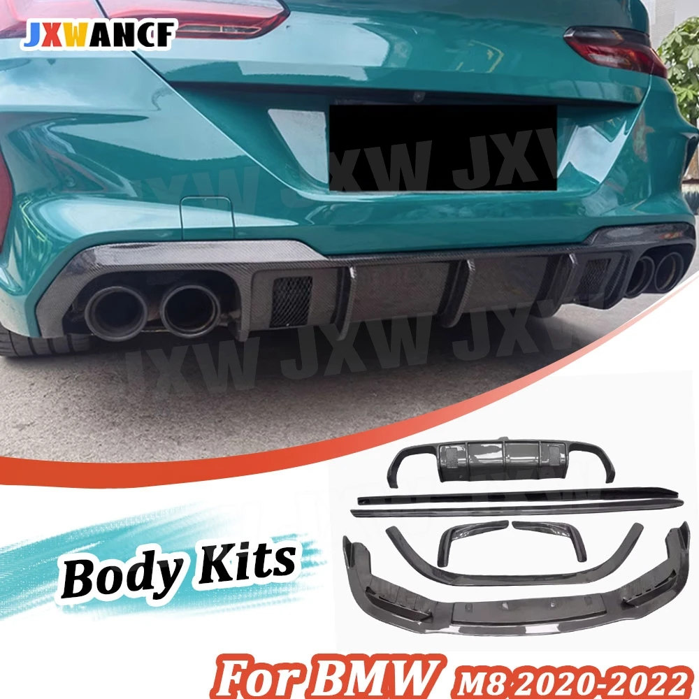 

JXWANCF автомобиль из углеродного волокна для BMW M8 2020-2022, передний бампер, спойлер, задний диффузор, разветвители, боковые юбки, FRP-стайлинг