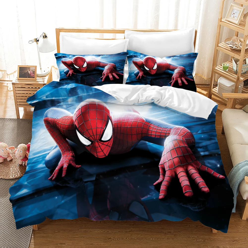 Ensembles de literie Spider-Man pour enfants, housse de dessin animé pour garçons, literie pour enfants, housse de couette à thème Marvel, cadeau en