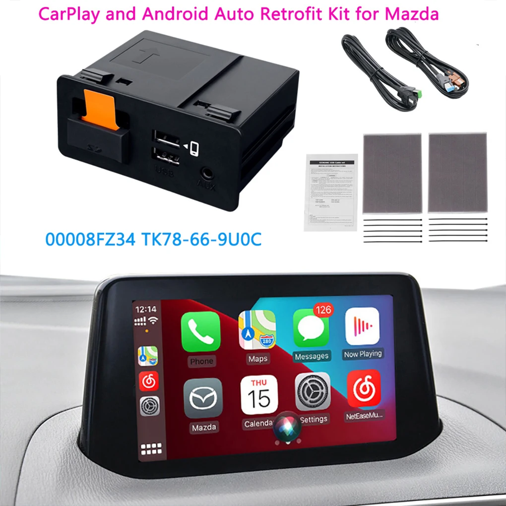 Auto USB Media Hub Kit de Retrofit, CarPlay e Android, Mazda 3 6 CX5 CX3 CX3 CX9 MX5-TK78 66 9U0C K1414 C922 V6 605A