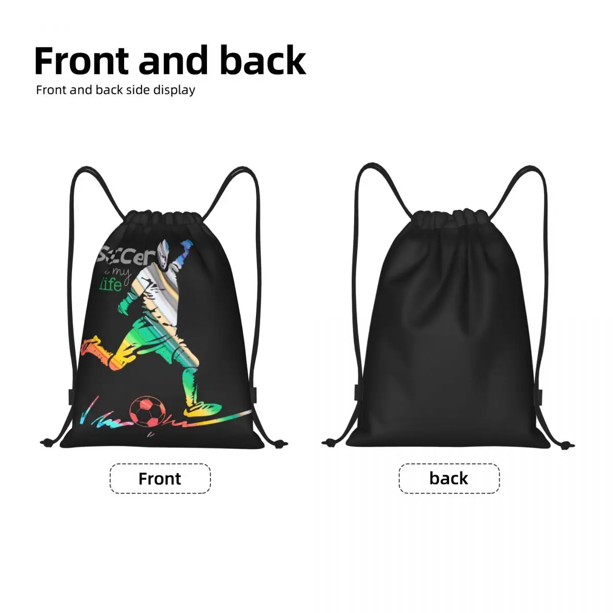 Soccer Is My Life Drawstring Backpack Women Men Sport Gym Sackpack Foldable Shopping Bag Sack