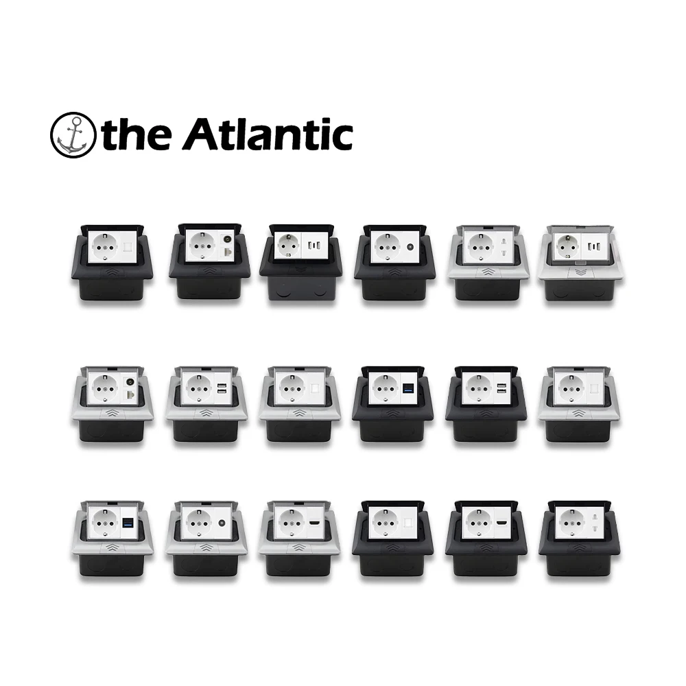 

EU DE Socket Standard Pop-up 16A 250V Socket Floor Socket USB Type-C HDMI TV RJ45 2-Way Power Socket Slow Pop-up Power Socket