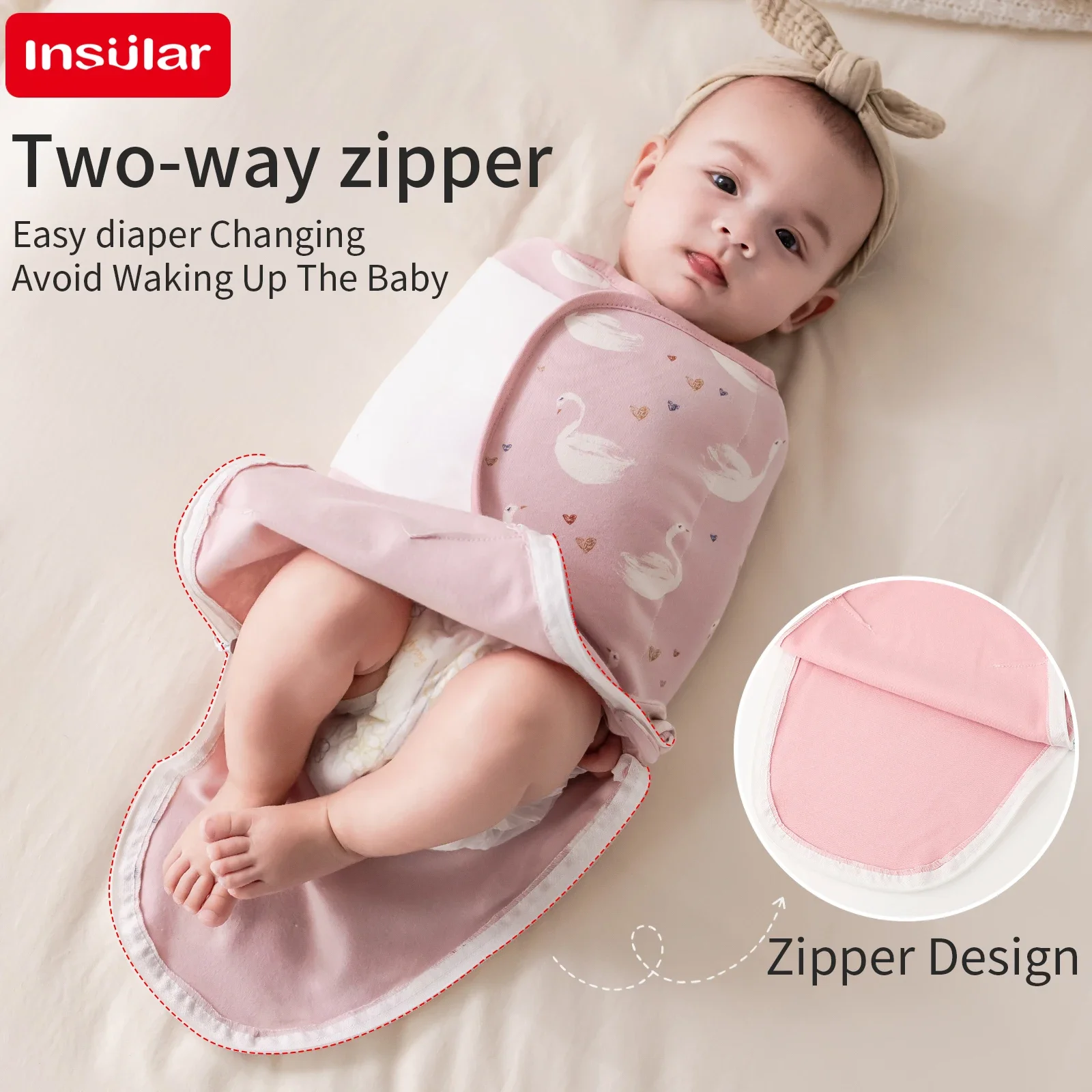 

Newborn Sleeping Bag: Thin Baby Blanket, Anti-Startle, 100% Cotton Infant Swaddling, Universal Fit, Comfortable, 4 Season