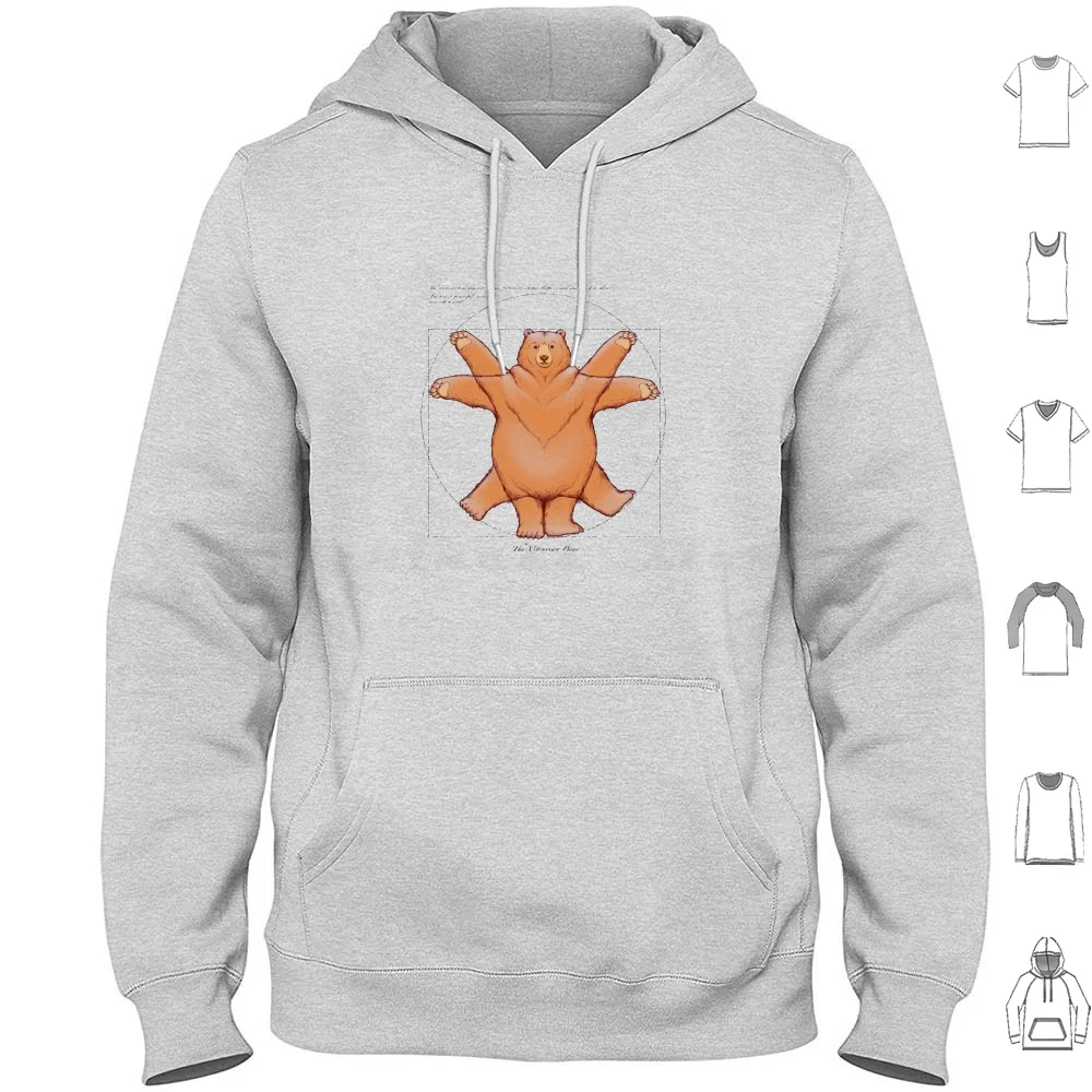 Vitruvian Bear Hoodie cotton Long Sleeve Facemask Vitruvian Vitruvian Bear Da Vinci Bear Animals Da Vinci Bear Studies Anatomy