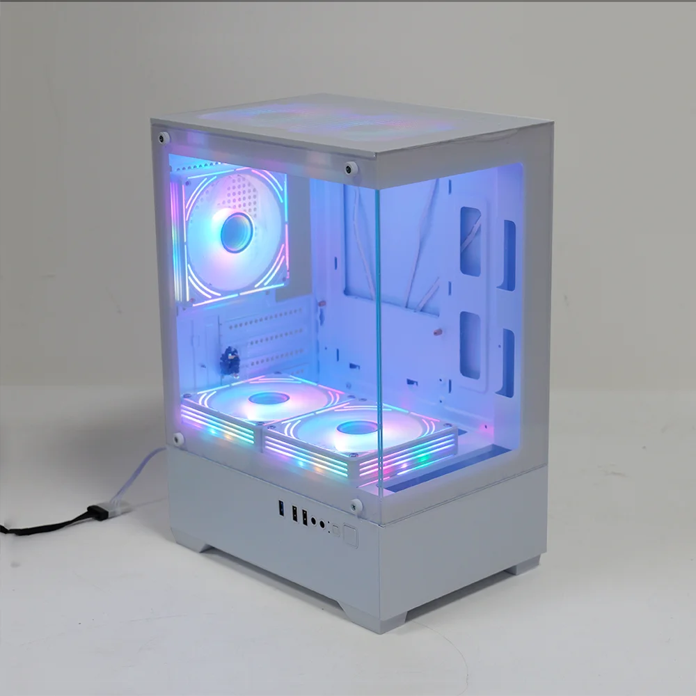 MANMU الزجاج المقسى منتصف برج الألعاب الكمبيوتر حالات كمبيوتر صغير حالة Matx حالة الكمبيوتر مع 5 مروحة #1