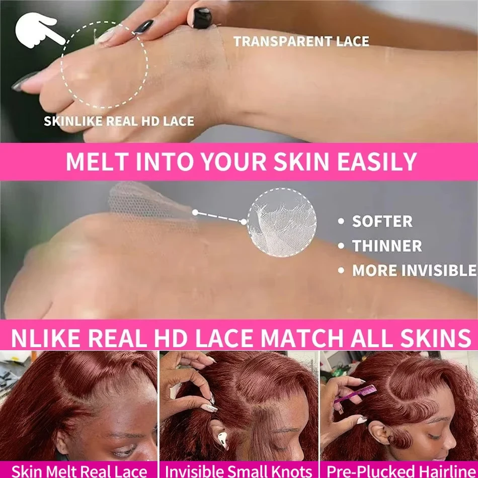 30 بوصة البني المحمر شعر مستعار مستقيم 13x4 HD باروكة من شعر طبيعي من الدانتيل قبل قطعها الملونة الدانتيل الباروكات الأمامية البرازيلي 100% شعر مستعار بشري