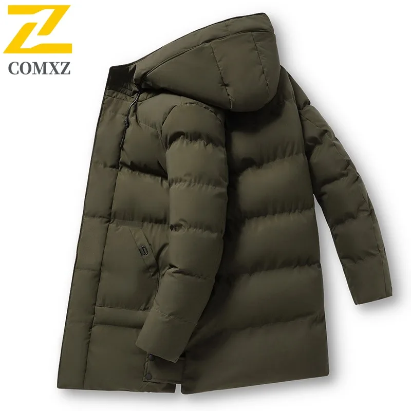 COMXZ 2025 Winter Men Fleece Lined Jacket Spring Autumn American Style Waterproof  Windproof Hooded Outdoor Sports Casual Coat