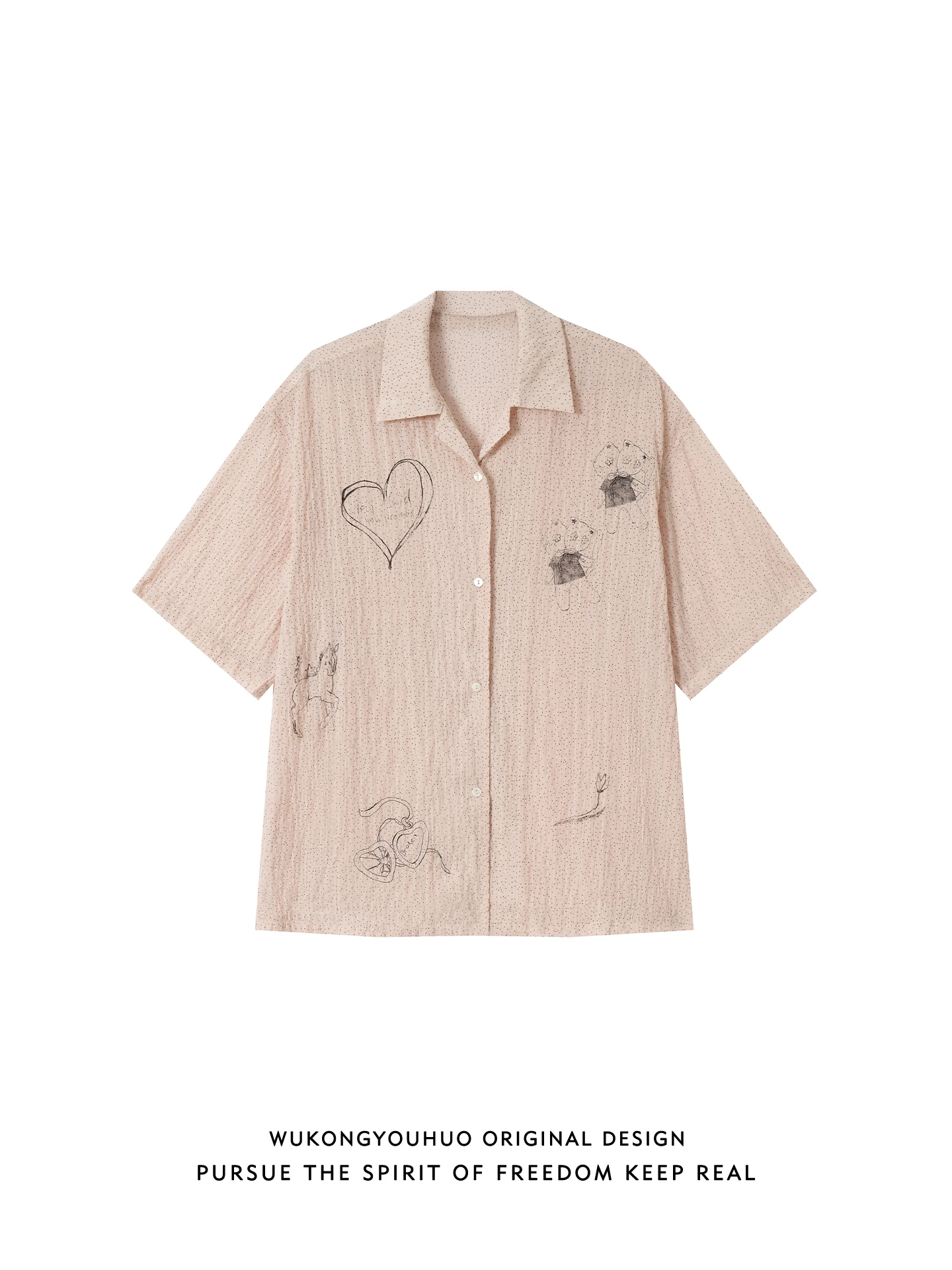 

Casual Loose ort Sve irt fiti Polka Dot ex Summer Wear Durable Printed Cuban Collar Open Cardigan Sle