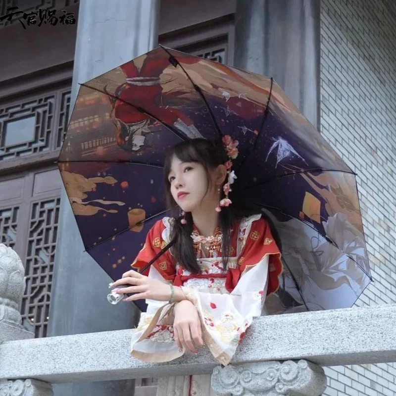 Anime Tian Guan Ci Fu Hua Cheng Xie Lian Automatic Umbrella Rain Anti Uv Parasol Tian Guan Ci Fu Enthusiast Gift