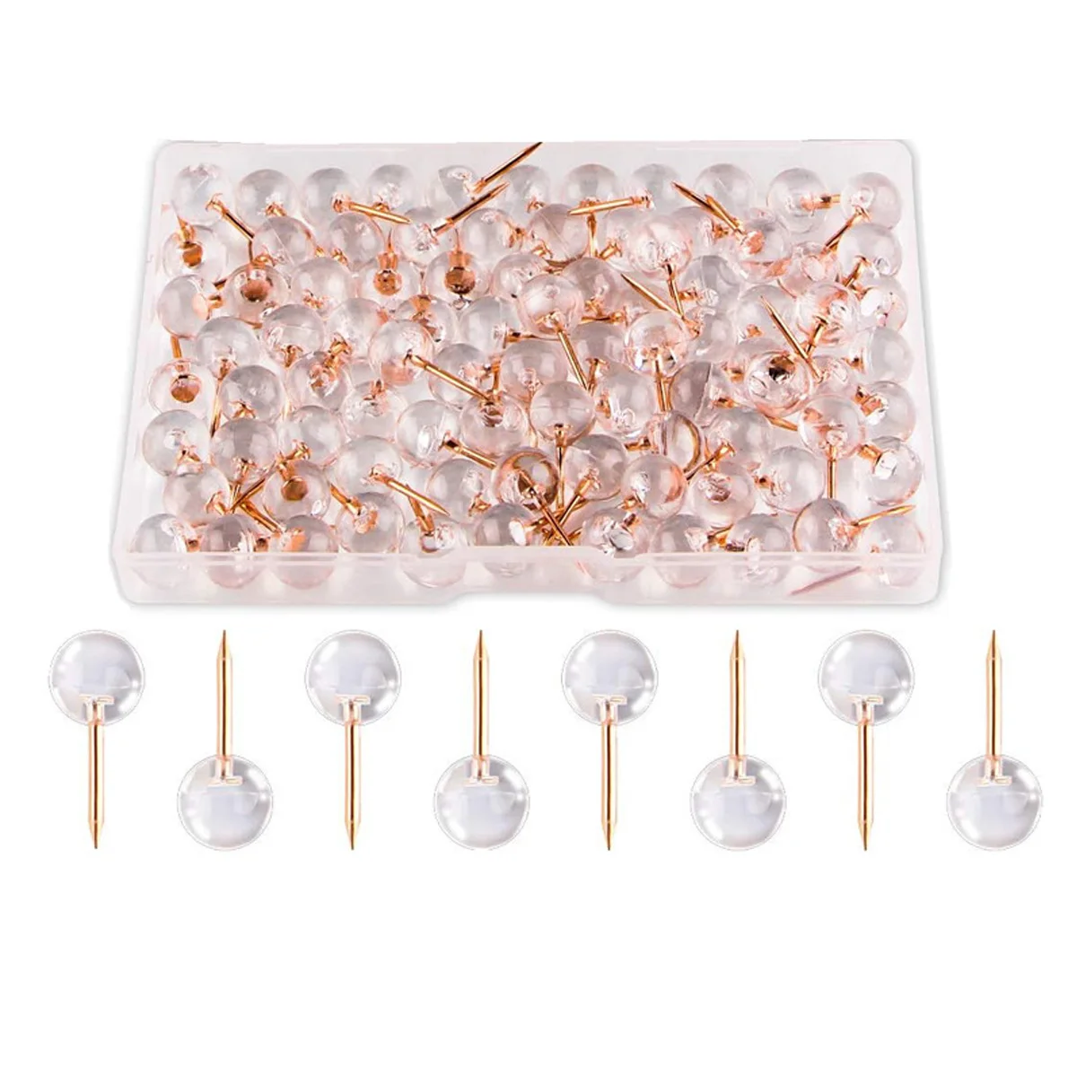 100pcs Push Pins Transparent Ball Push Pins Fixed Pins Press Pins Suitable for Home Office and Craft Projects with Box