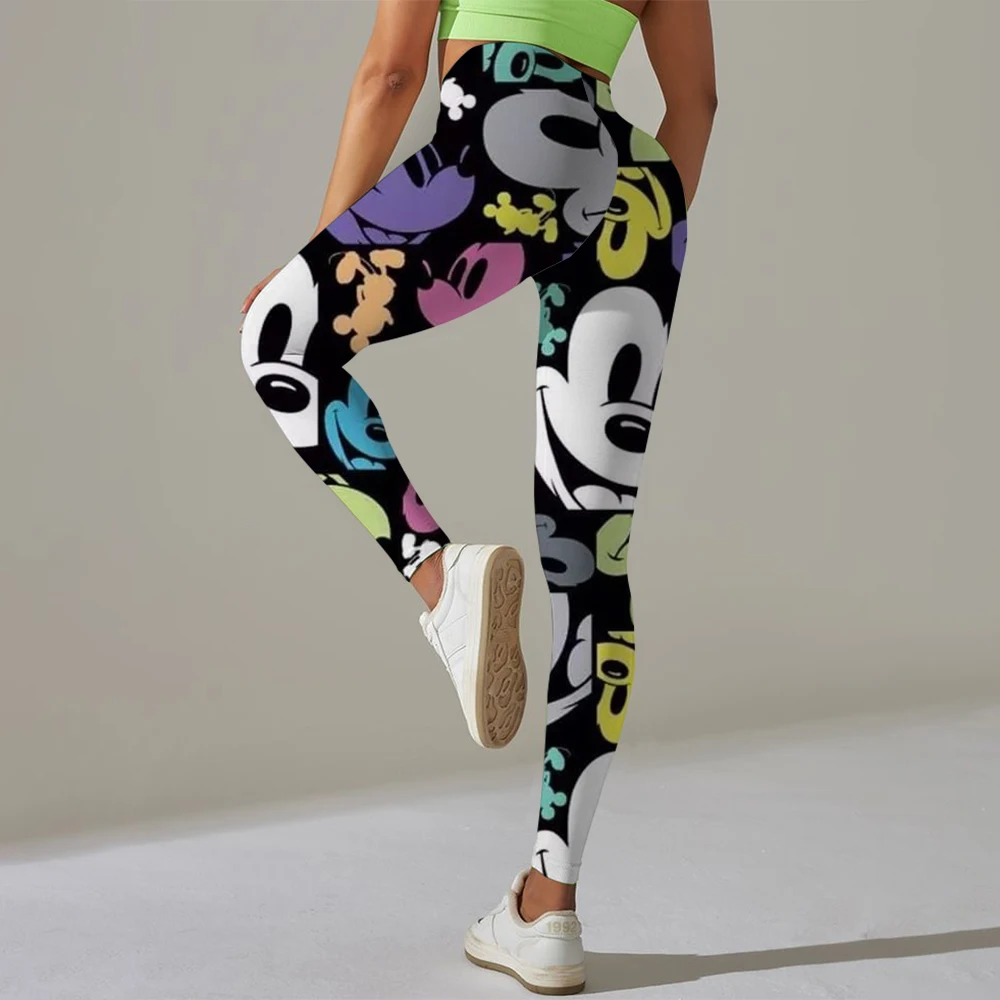 

Disney Mickey Mouse print Tight Yoga Pants For Women Push UP Solid Fitness Sport Leggings Ladies Gym Running Workout Yoga Pant