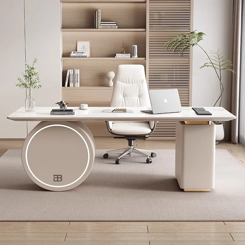 Italian light luxury rock slab desk designer home modern simple computer desk beauty salon consultation table desk
