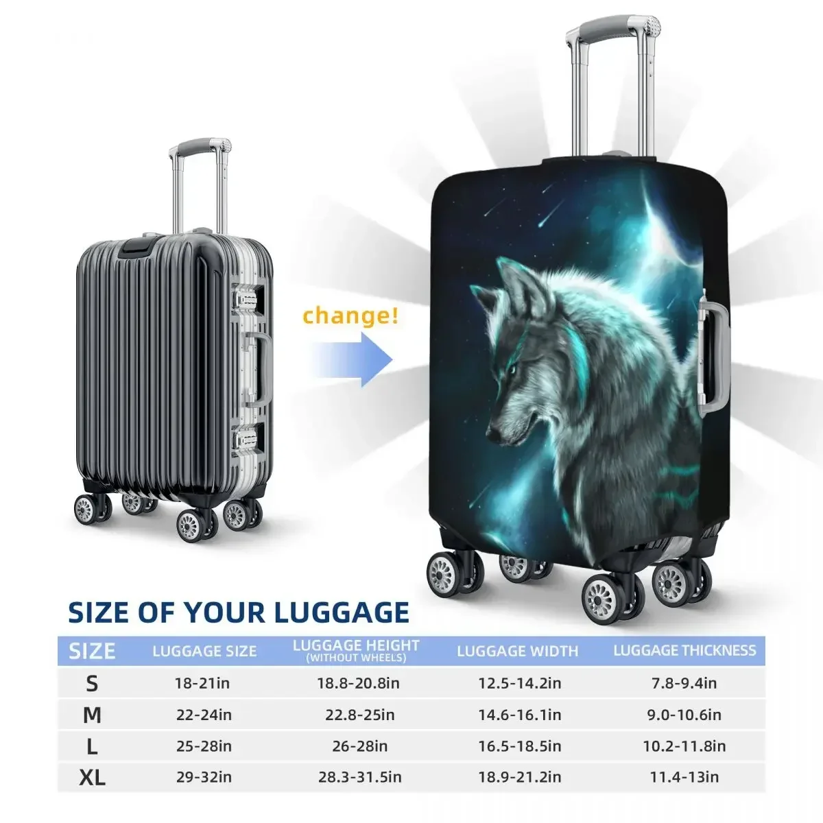 Custom Dier Wolf Bagage Cover Protector Schattige Reiskoffer Beschermhoes Voor 18-32 Inch