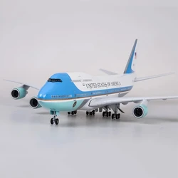 Air Force One Boeing 747 Airplane Model 1:150 Scale 18.5 Inches Length with LED Lights Highly Simulated Resin Material  Aviation
