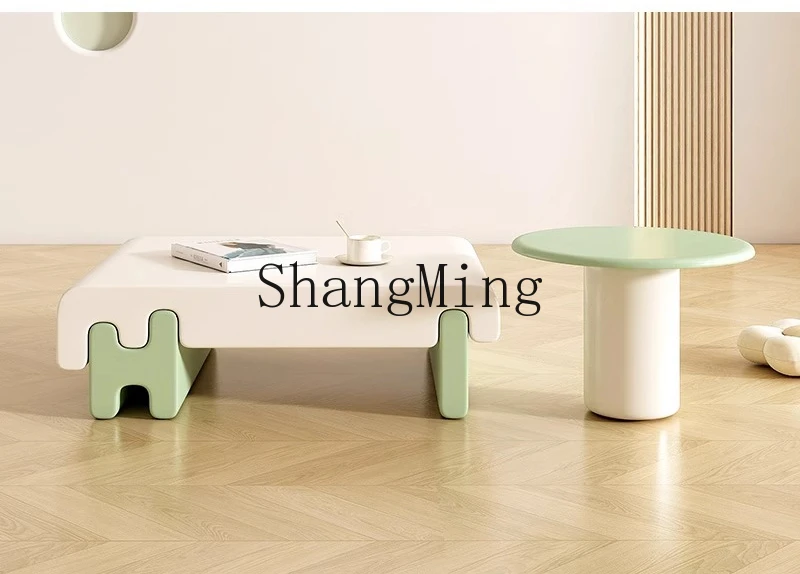 

ZYYCream Style TV Cabinet and Coffee Table Set Simple Modern Small Apartment Living Room Home Avocado Color Block TV Cabinet