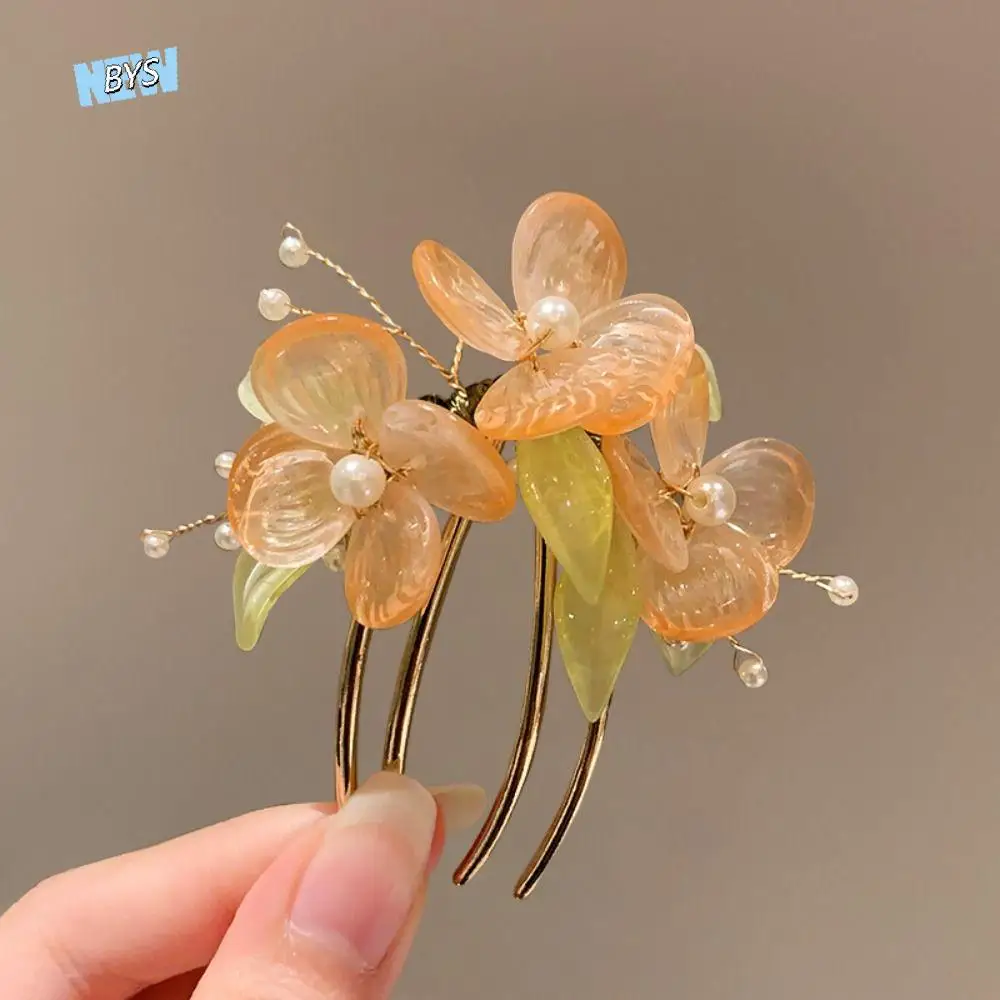 

Cute Hair Comb Chinese Style Hair Stick U Shape Flower Hanfu Hairpin Hanfu Headwear Pearl for Women