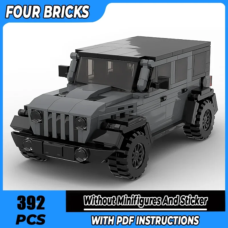 

Строительный блок Moc, черный внедорожник, модель автомобиля, мобильная лабораторная технология, модульный строительный блок, подарок, Рождественская игрушка, набор «сделай сам», сборка