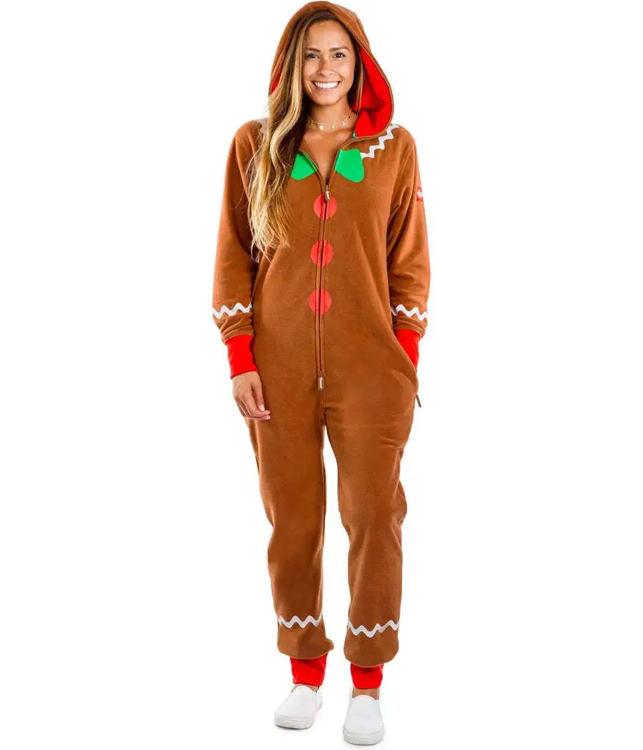 Gingerbread Man Costumes Family Hooded Jumpsuit Christmas Outfits Kids Brown Homeware Gingerbread Costume Pajamas Cosplay Onesie