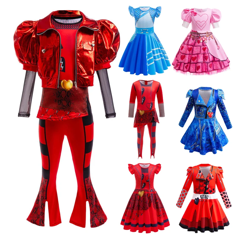 

Descendants Descendants 4cos Onesie Halloween Cosplay Costume Children Cosplay Costume Girls Princess Dress Set Red Dress