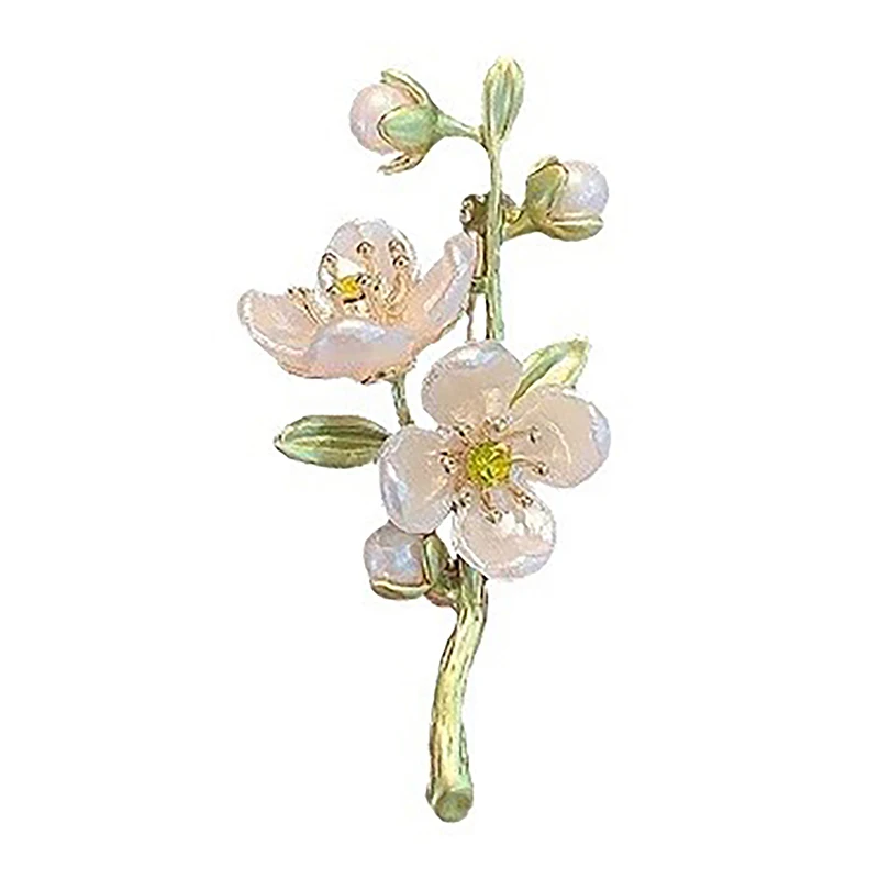 Vintage Temperament Green Jasmine Brooch For Women Crystal Flower Buckle Brooch Dress Clothes Suit Scarf Clip Jewelry Gift