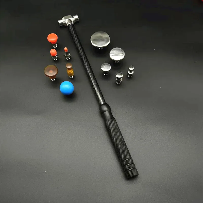 Martelo de Reparo de Amassados Automotivos, Martelo de Nivelamento por Percussão para Reparo de Carroceria, Ferramenta de Reparo Sem Marcas Substituível, Fibra de Carbono e Aço Inoxidável