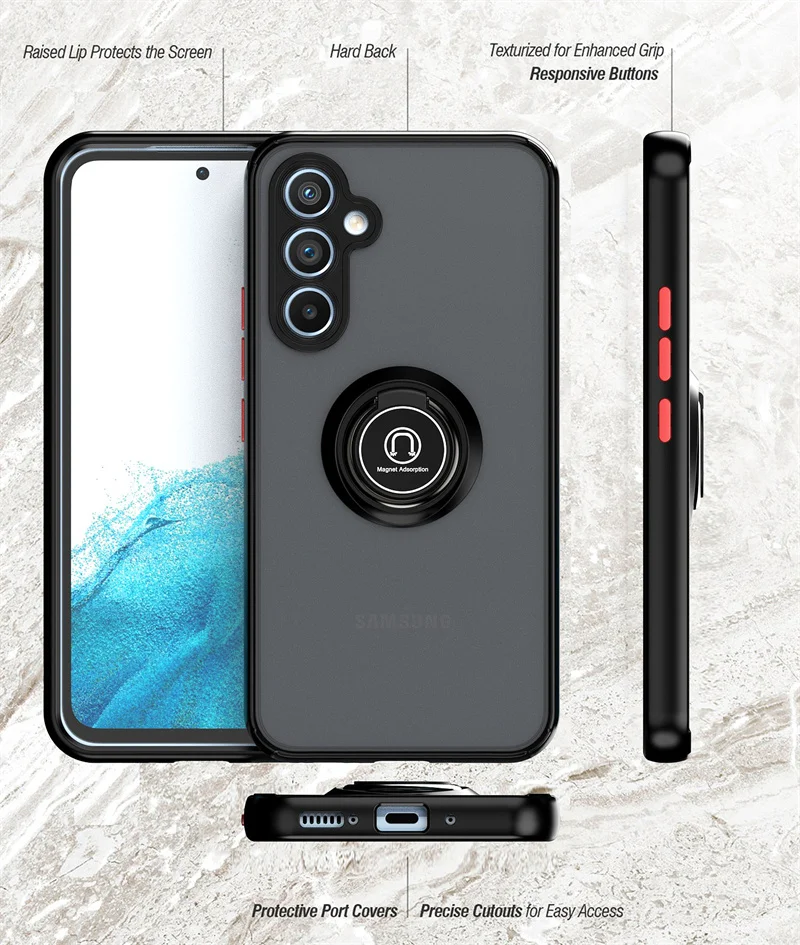 حافظة لهاتف سامسونج جالاكسي A06 A16 A26 A36 A56 A15 A25 A35 A55 A54 A53 A52 5G غطاء حامل حلقة مغناطيسي مقاوم للصدمات #5