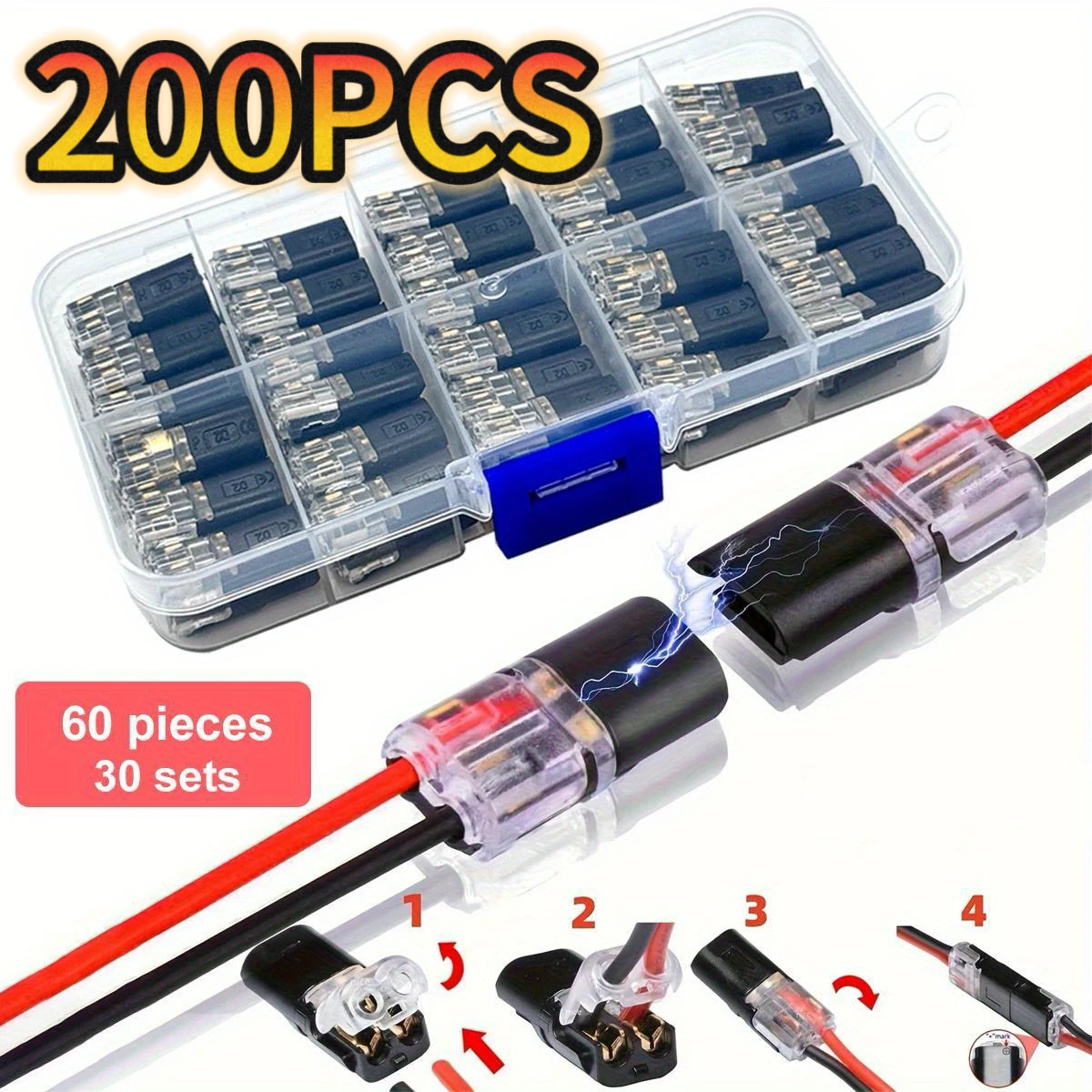 100pcs Electric Wire Connector No Strip Quick Dual Line Cable Interconnection Detachable Automotive Terminal Plug