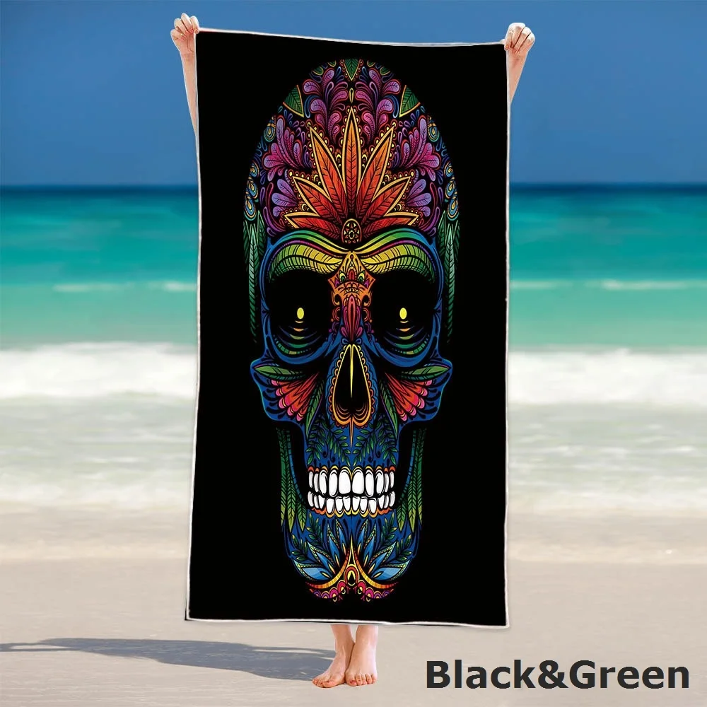 

Modern Art Skull Pattern Beach Towel Personalized Bath Towels Beach Cushion Quick Dry Summer Sport Swimming Towels