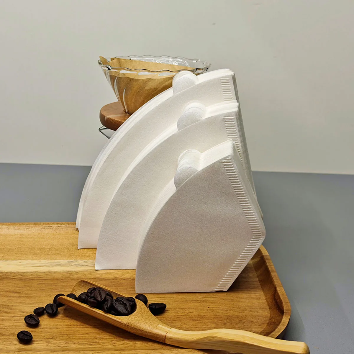 Coffee Filter Paper Fan-Shaped Hand Brewed Coffee Filter Paper Coffee Machine Filter Paper Circular Mocha Pot Filter Paper