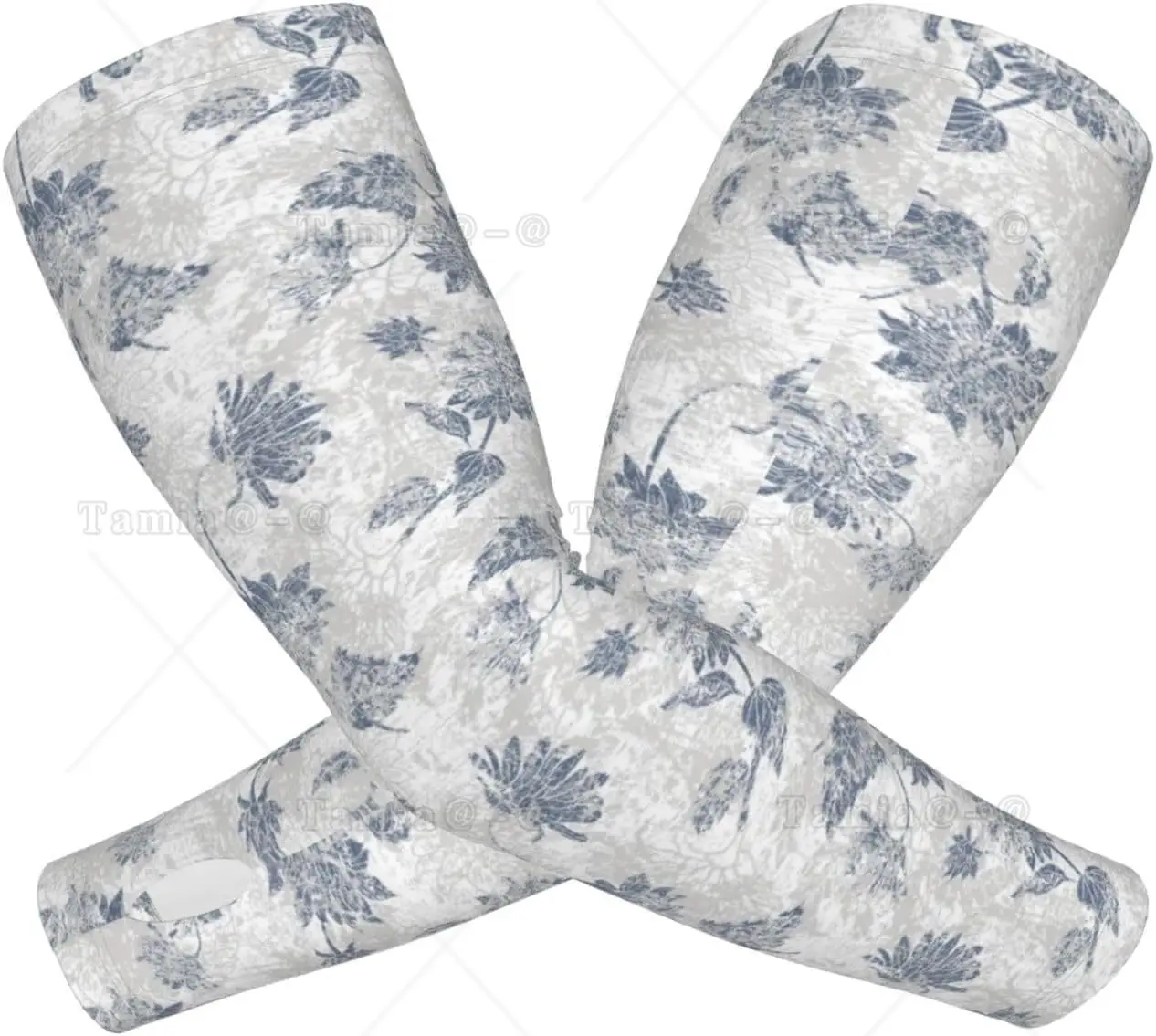 Blue Sunflower Print Arm Sleeves Cooling UV Sun Protection Sports Compression for Men Women Golf Basketball Arm Sleeves