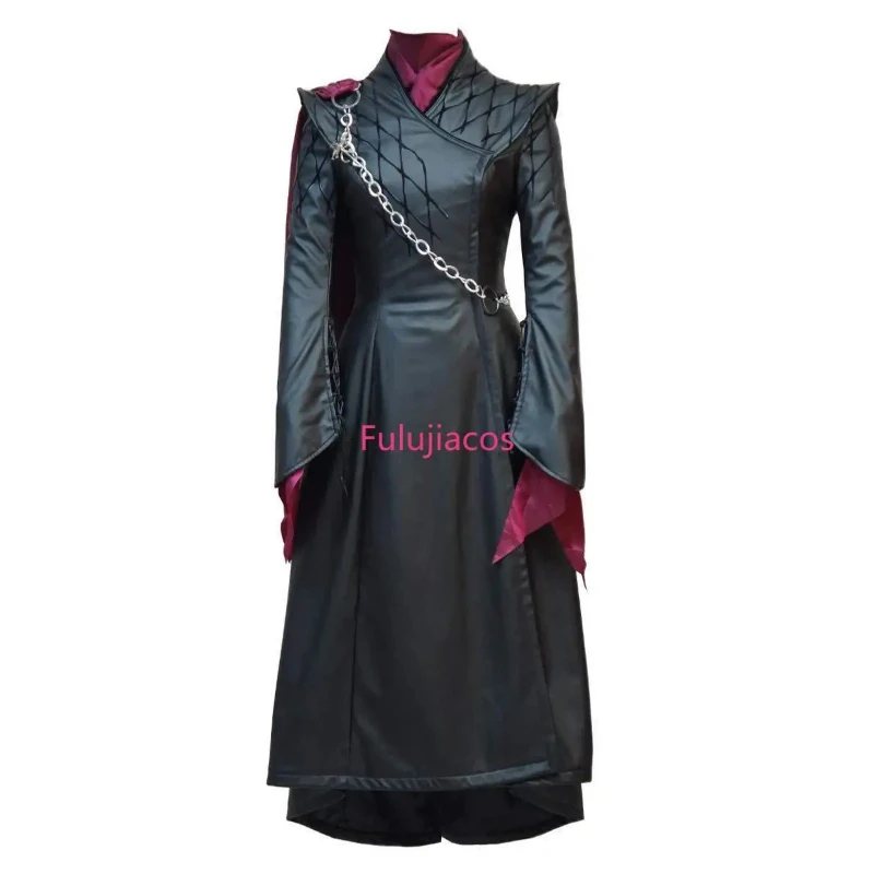 

Fulujiacos Daenerys Targaryen Cosplay Costume Fancy Dress Black Outfit Cloak