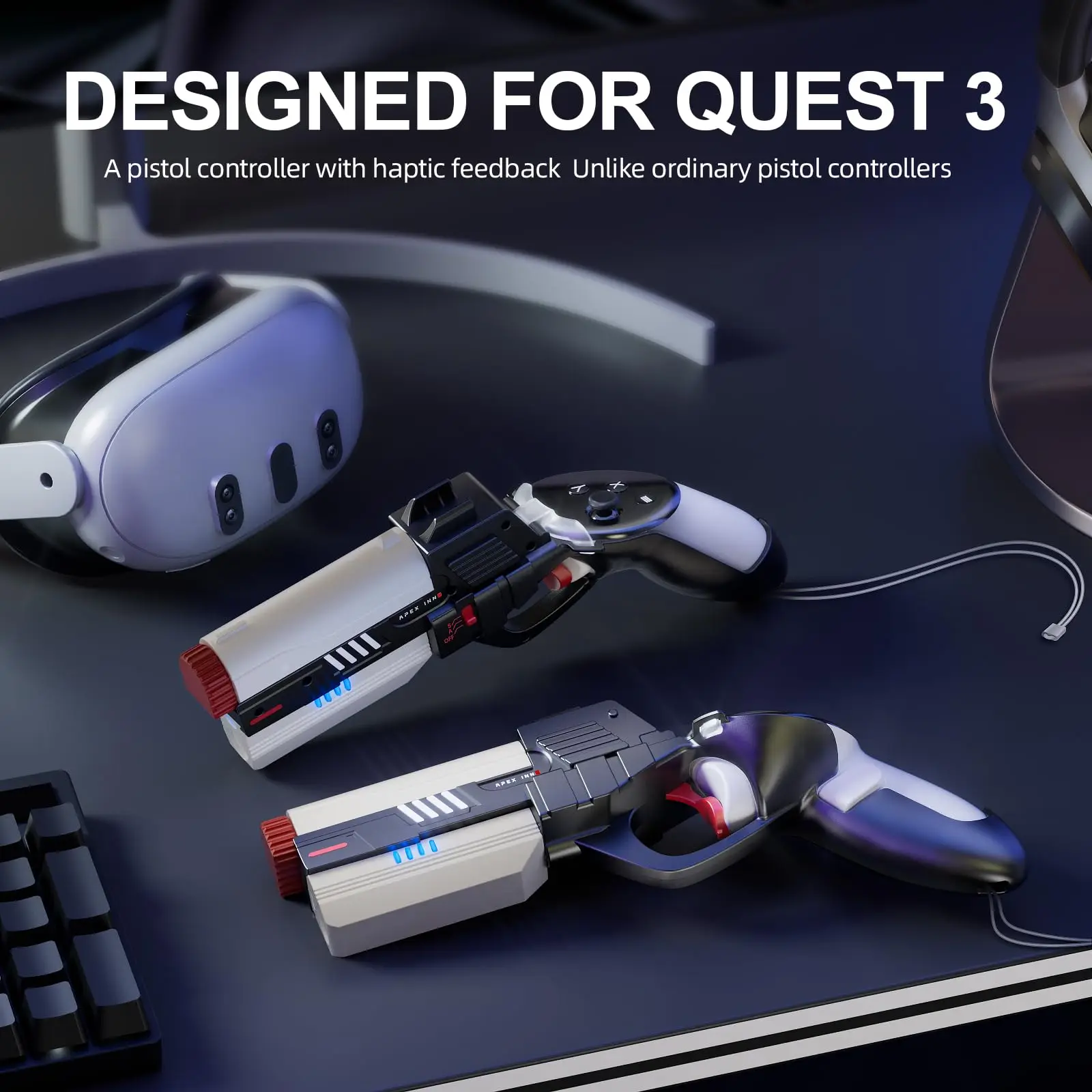 For Meta Quest 3S Controllers Gun Stock Cover VR Controller Electric Pistol Grips Cover For Oculus Quest 3S/Quest 3 Accessories