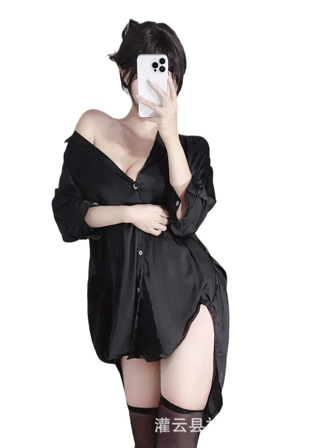 New shirt loose oversized sexy lingerie Solid color temptation sleeping elegant long dress summer home clothing korean style XTB