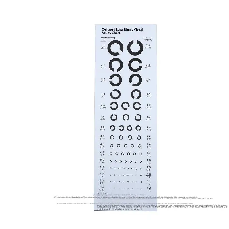 【IIOO】Near Vision Test Cards Vision Chart Decimal Broken C For Eye Exams | /Optical Supplies