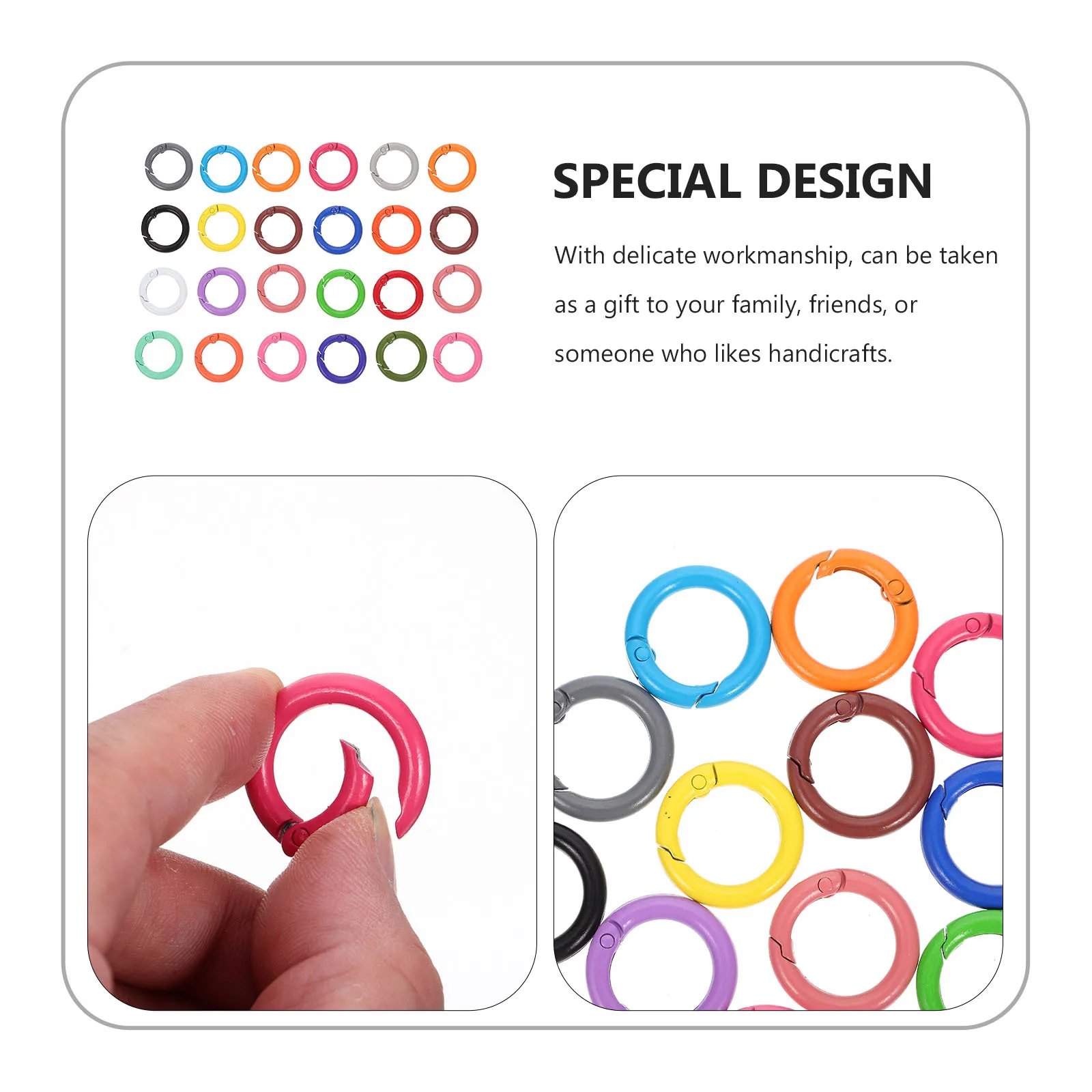 24 Stück Metall-Federschnallen, runde Schnappverschlüsse für DIY-Taschen, Schlüsselanhänger, Gepäckgurte, runde Eisenringe, farbige DIY-Zubehör, rostfrei