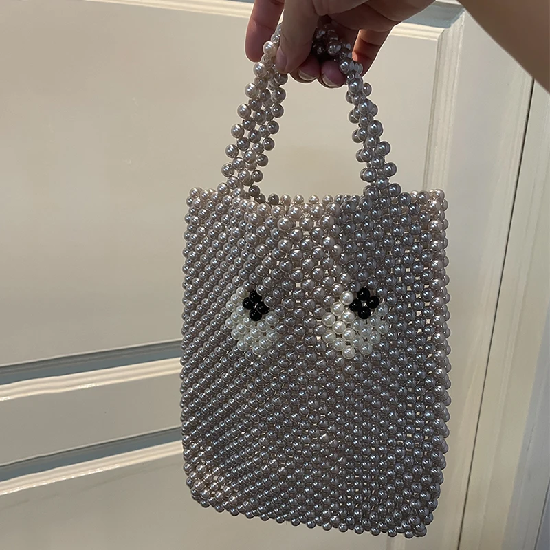 Luxury Brand Beaded Handbag Personality Hundred Cartoon Big Eyes Hand-made Design Beads Woven Shoulder Women\'s Clutch Purse