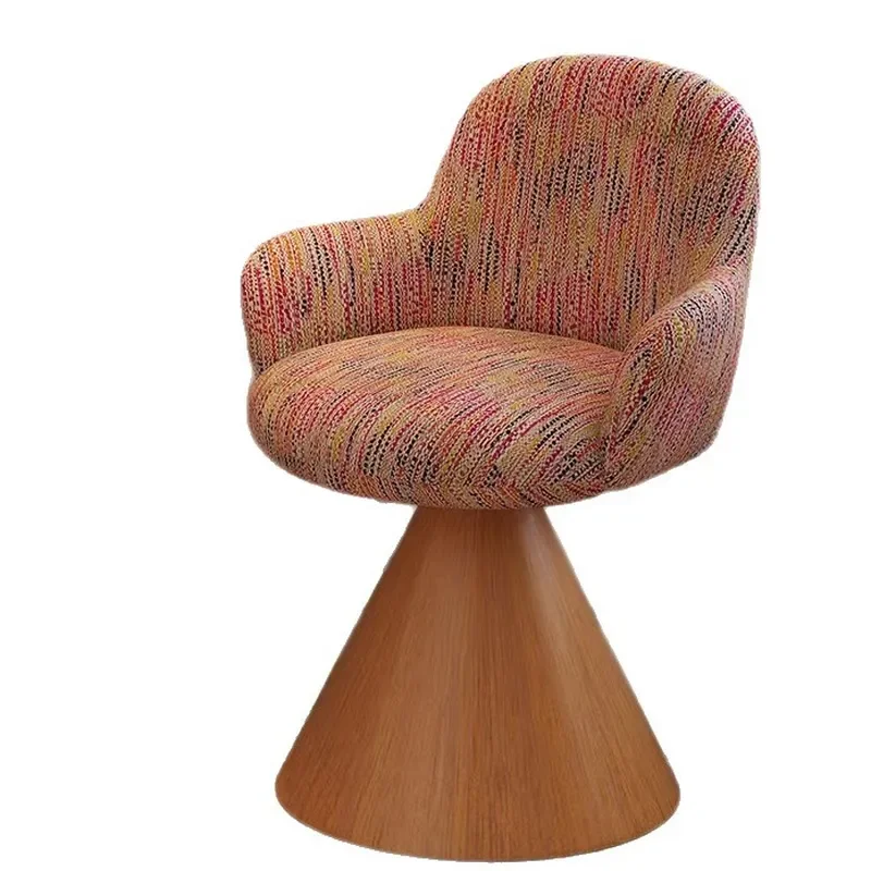 Luxury Fabric Makeup Stool with Armrests Rotating Vanity Chair Soft Upholstered Seat for Bedroom Dressing Table Manicure