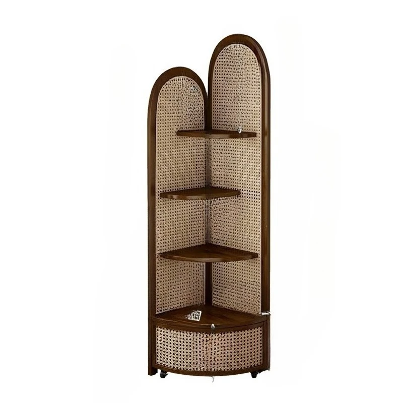 

North American Black Walnut Corner Shelf Solid Wood Floor Storage Living Room Triangle Cabinet Bookshelf Locker