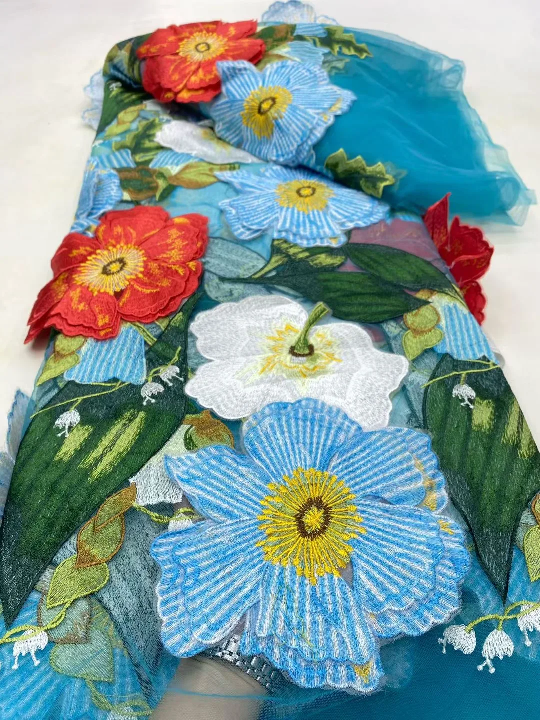 

2025 New African Nigerian High Quality Lace Fabric Embroidered Tulle Net for Wedding Gowns Elegant Bridal Dress Material 5 Yards