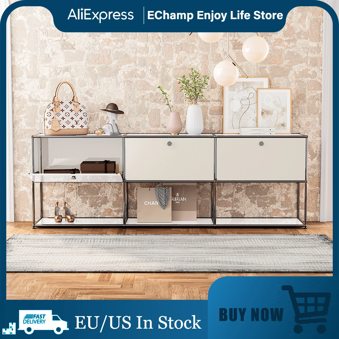 Storage Cabinet Sideboard Haller Storage Cabinets Shelf Modular Furniture Stainless Steel Metal Board for Living Room Cabinet