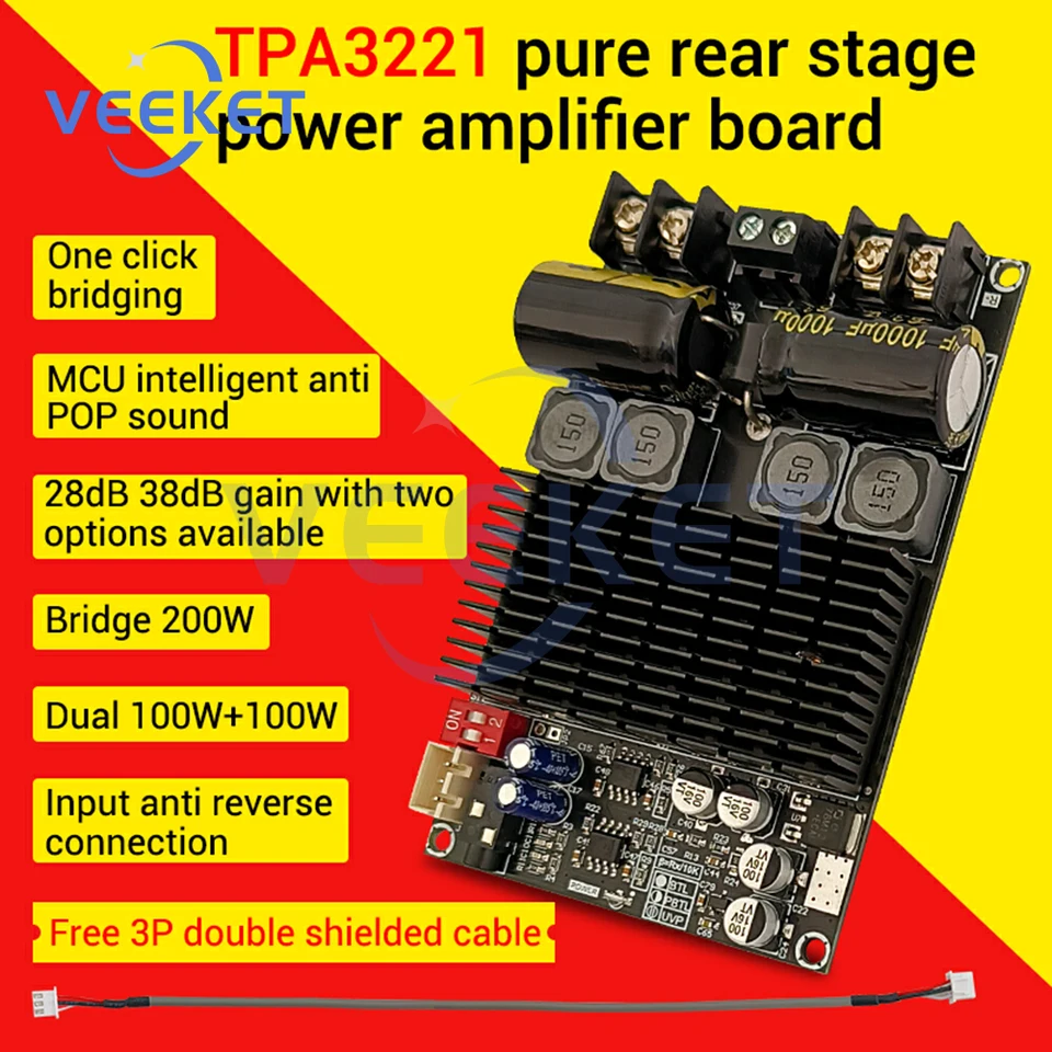 DC 10-30V ZK-2001 Pure Post Amplifier Board Dual Channel 100W+100W