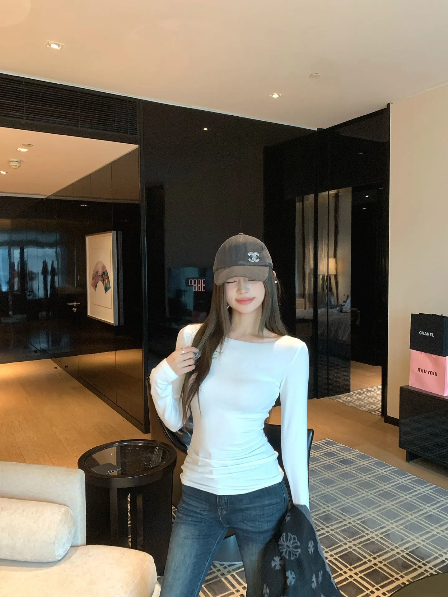 

Корейская женская футболка с длинным рукавом, базовый слой, внутренняя одежда, топ с блестящими буквами для осени и зимы