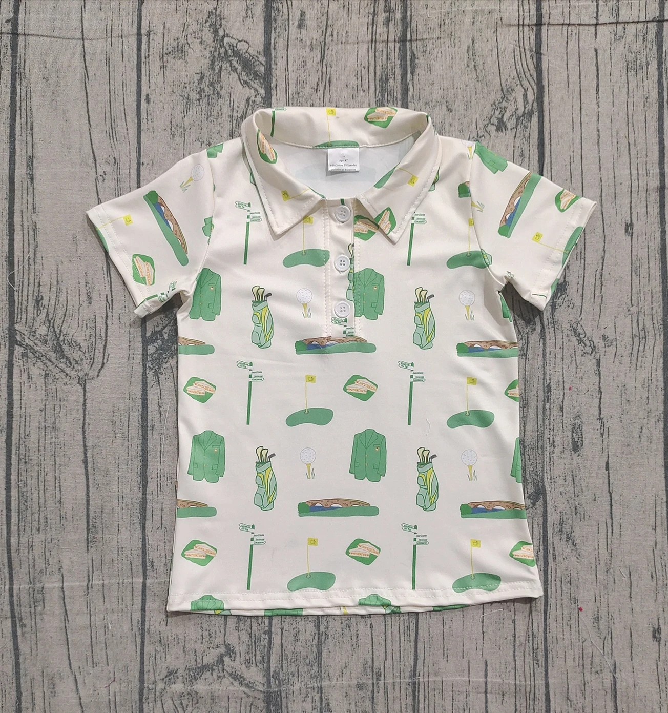 

Z1213-11 BT1583 Kids Spring Clothing Short Sleeve Golf Print Shirt Baby Boys Top