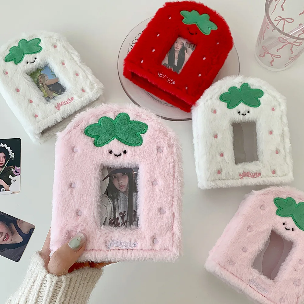 

Cartoon Plush 1-Grid 3 Inch Photo Card Album Cute Kawaii Design for Kpop Idol Photocard Storage & Birthday Gift
