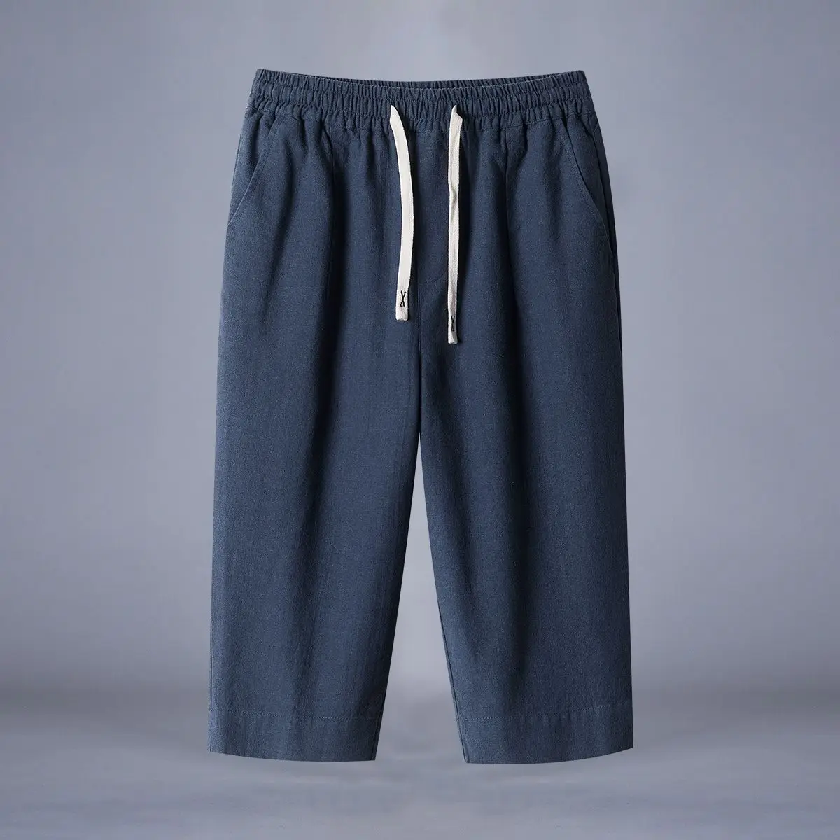 Men's Linen Shorts Seven-Five Pants Summer Thin Cotton Linen Casual Sports Straight Leg Pants City Walk Style No Stretch Elastic